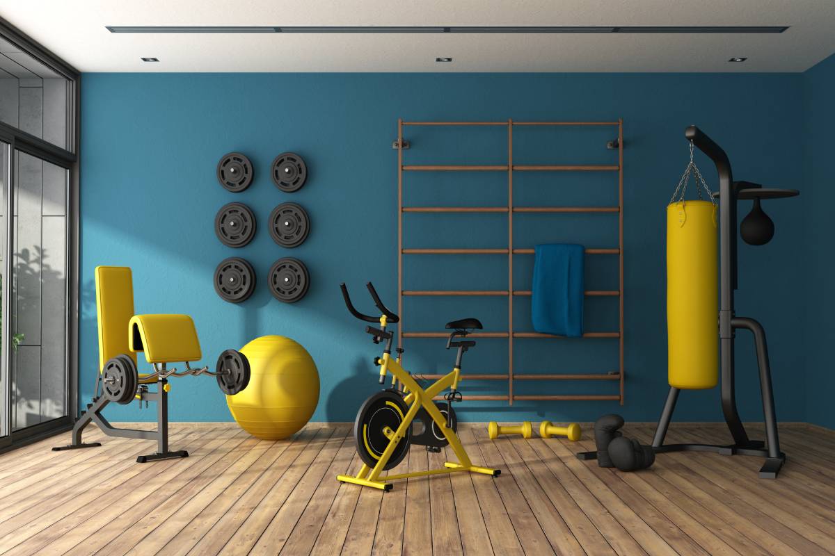 Home gym painted a bright red, Benjamin Moore, Interior Paint near Webster Groves, Missouri (MO)